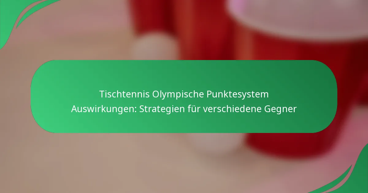 Tischtennis Olympische Punktesystem Auswirkungen: Strategien für verschiedene Gegner