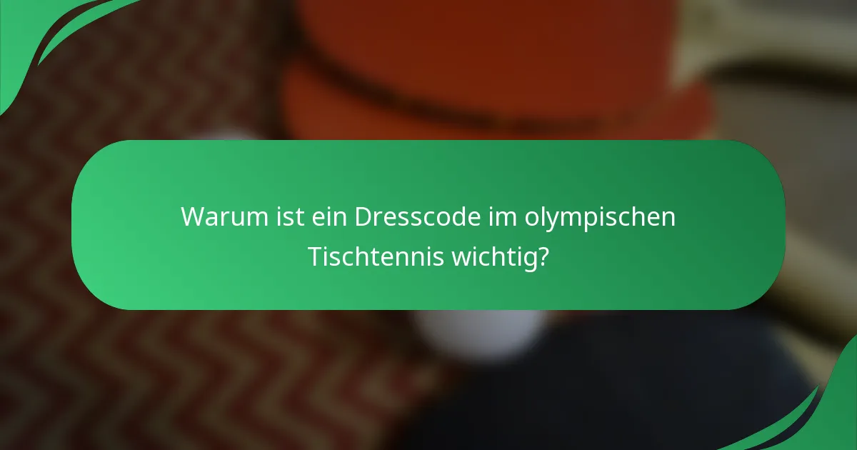 Warum ist ein Dresscode im olympischen Tischtennis wichtig?